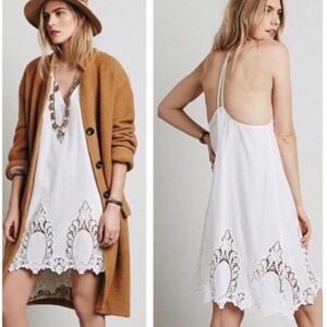 Free People White Lace Trim Dress
